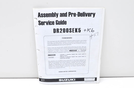 OEM Suzuki 99505-01115-03E DR200SEK5 Assembly & Pre-Delivery Service Guide w/ Su