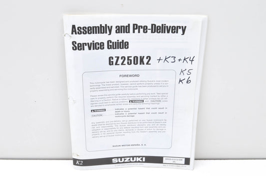 OEM Suzuki 99505-01012-03E GZ250K2 Assembly & Predelivery Service Guide w/ Suppl