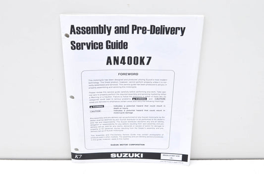 OEM Suzuki 99505-01007-03E AN400K7 Assembly & Pre-Delivery Service Guide