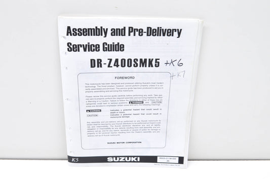 OEM Suzuki 99505-01195-03E DR-Z400SMK5 Assembly & Pre-Delivery Service Guide w/