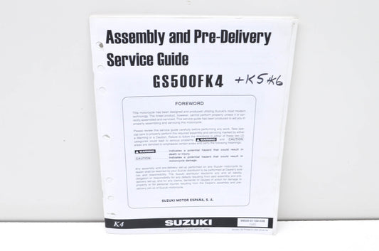 OEM Suzuki 99505-01154-03E GS500FK4 Assembly & Pre-Delivery Service Guide w/ Sup