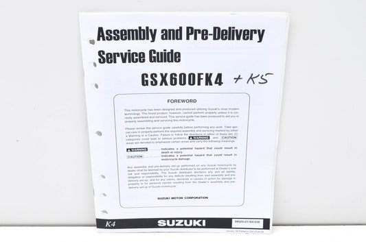 OEM Suzuki 99505-01164-03E GSX600FK4 Assembly & Pre-Delivery Service Guide w/ Su