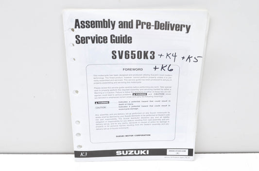 OEM Suzuki 99505-01223-03E SV650K3 Assembly & Pre-Delivery Service Guide w/ Supp