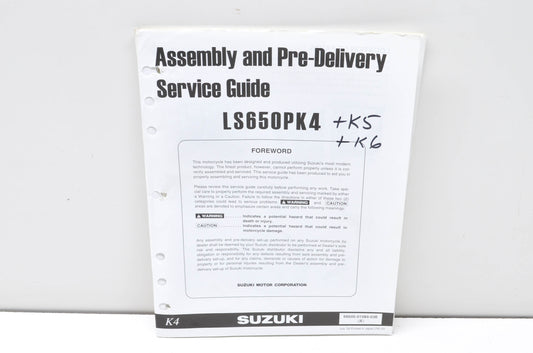 OEM Suzuki 99505-01084-03E LS650PK4 Assembly & Pre-Delivery Service Guide w/ Sup