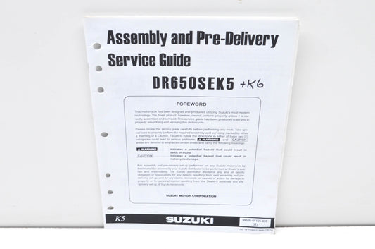 OEM Suzuki 99505-01105-03E DR650SEK5 Assembly & Pre-Delivery Service Guide w/ Su