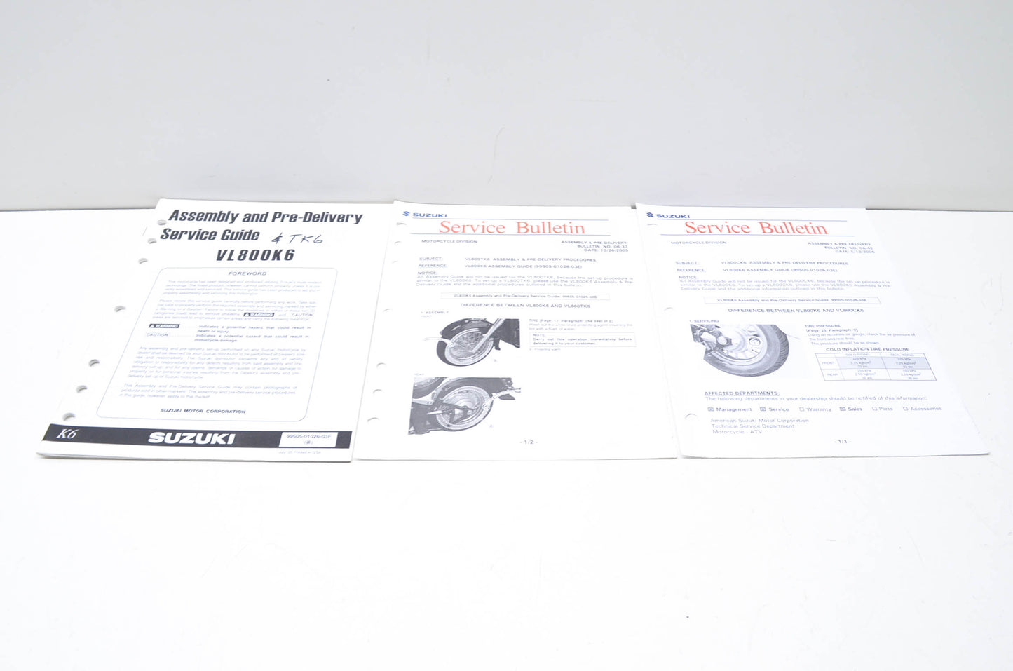 OEM Suzuki 99505-01026-03E VL800K6 Assembly & Pre-Delivery Service Guide w/ Supp