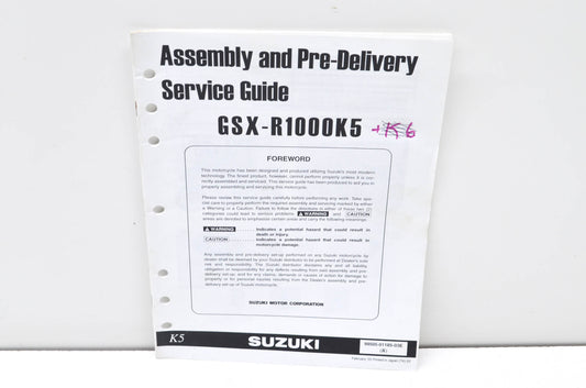 OEM Suzuki 99505-01185-03E GSX-R1000K5 Assembly & Pre-Delivery Service Guide