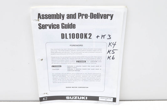 OEM Suzuki 99505-01082-03E DL1000K2 Assembly & Pre-Delivery Service Guide w/ Sup