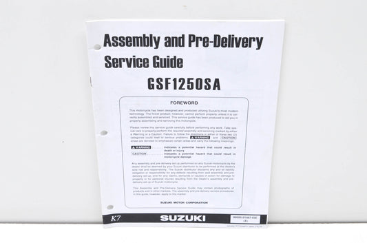 OEM Suzuki 99505-01067-03E GSF1250SA Assembly & Pre-Delivery Service Guide NOS