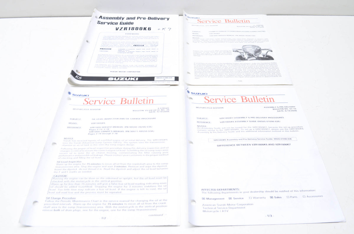 OEM Suzuki 99505-01096-03E VZR1800K6 Assembly & Pre-Delivery Service Guide w/ Su