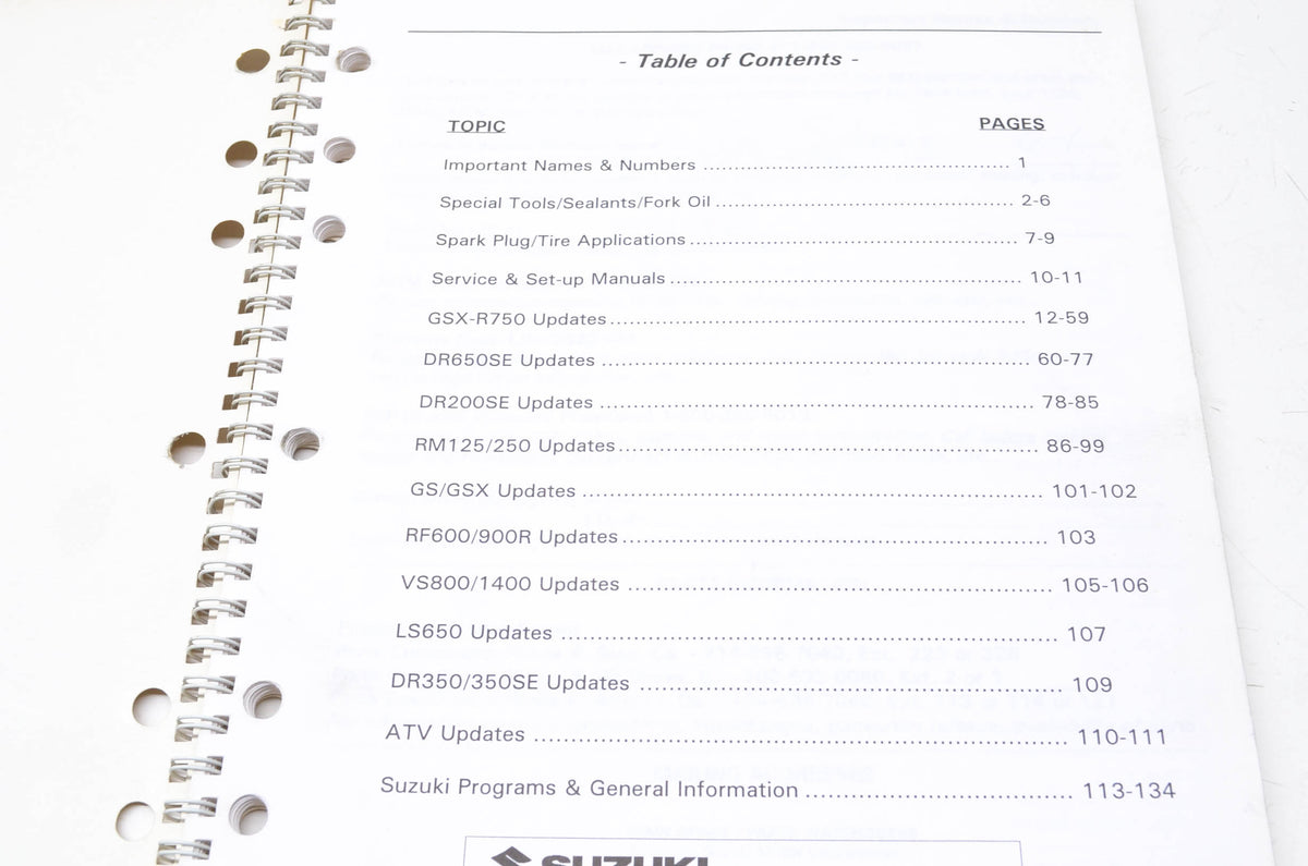 OEM Suzuki 99923-15961 1996 Model Technical Update Seminar Manual