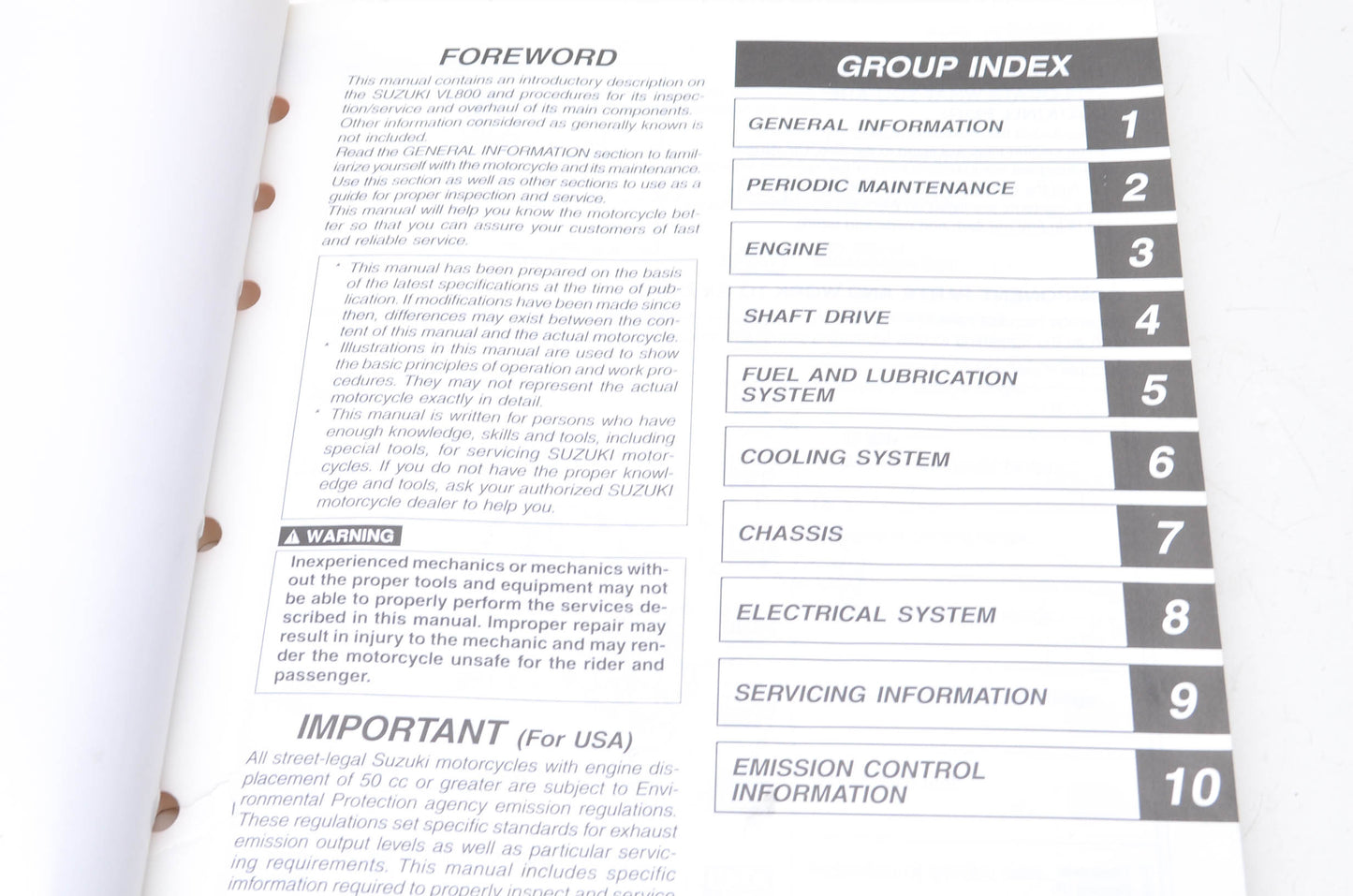 OEM Suzuki 99500-38040-01E VL800 Service Manual