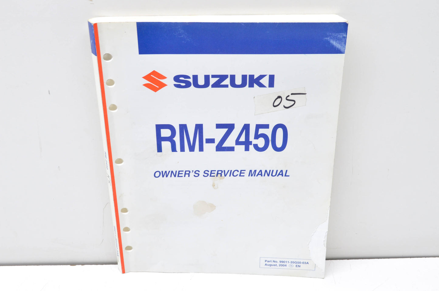 OEM Suzuki 99011-35G50-03A Owner's & Service Manual RM-Z450K5