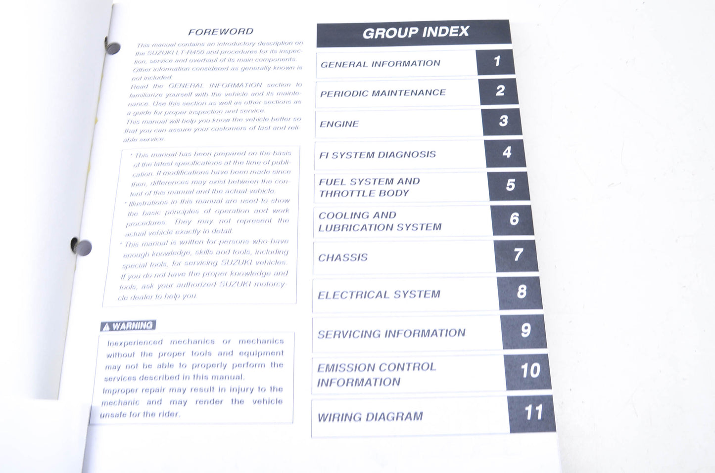 OEM Suzuki LT-R450 Service Manual