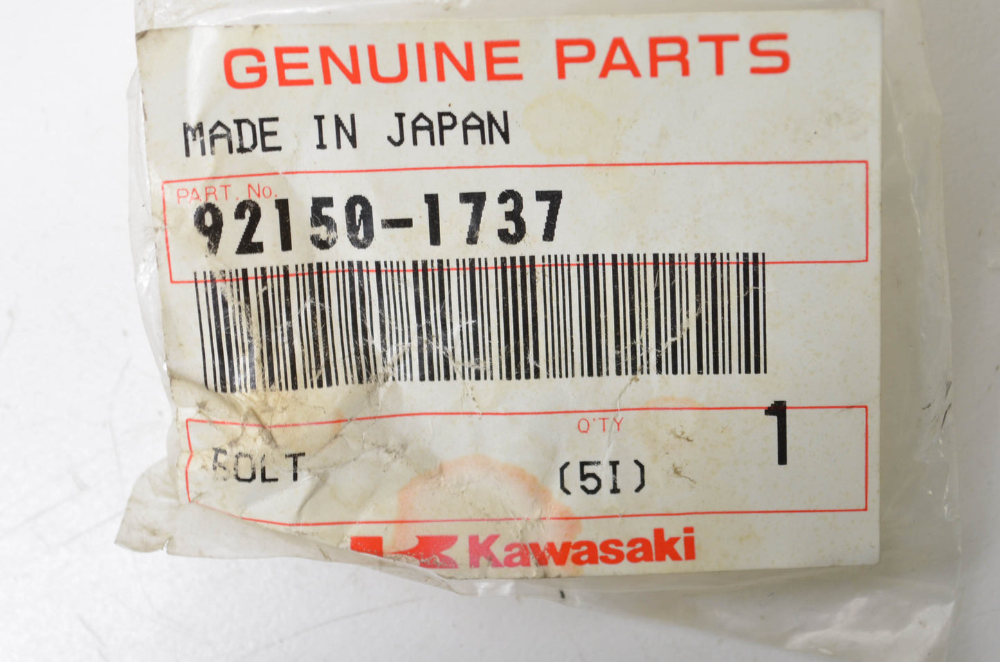 OEM Kawasaki 92150-1737 Bolt NOS