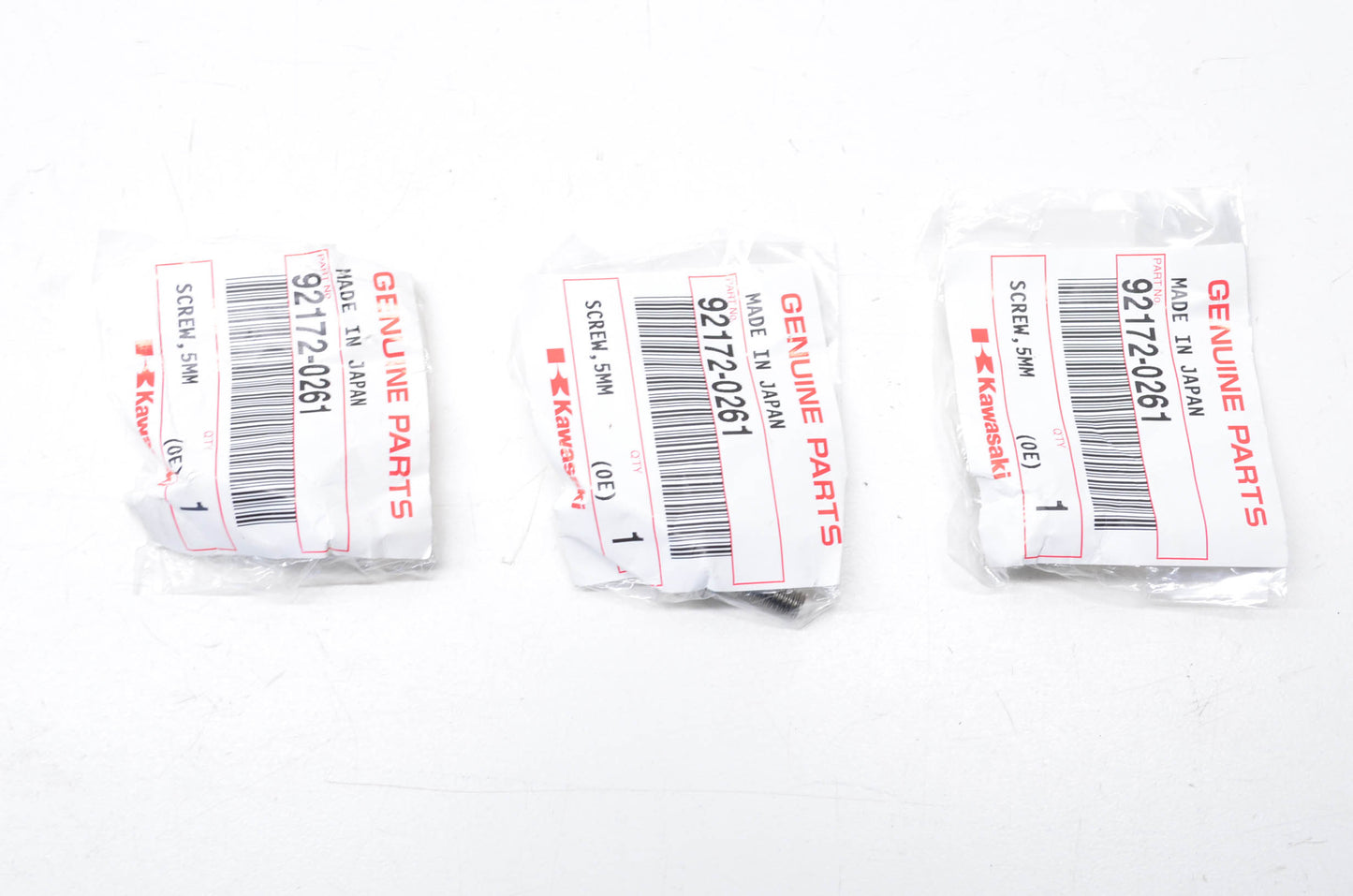 OEM Kawasaki 92172-0261 Screws 5mm Qty 3 NOS