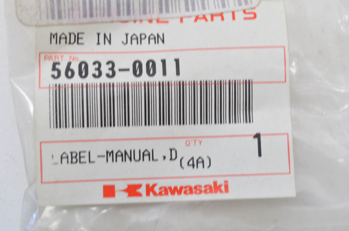 OEM Kawasaki 56033-0011 Daily Safety Label NOS