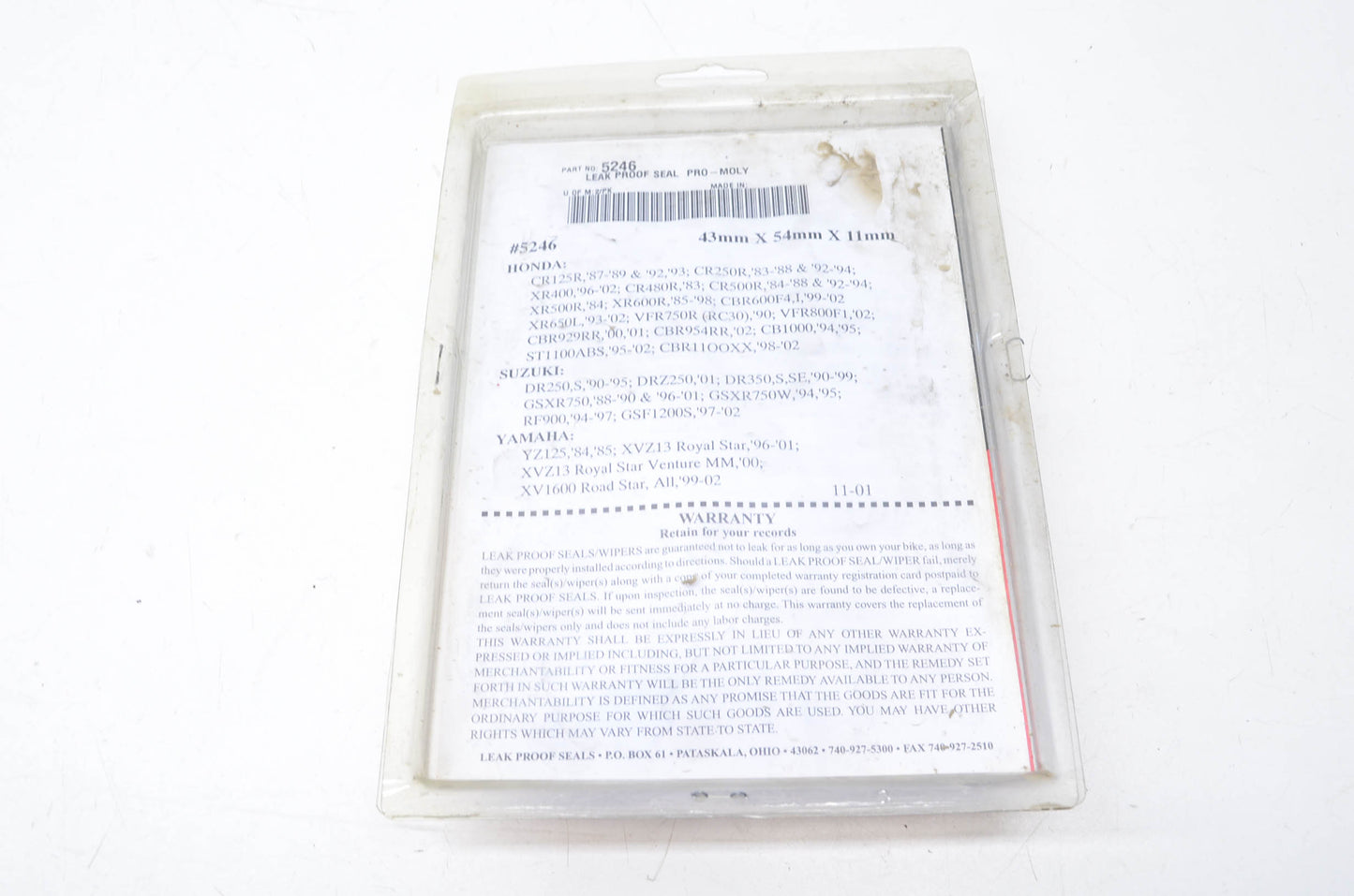 New Leak Proof 43mx54mmx11mmPro Moly Fork Seals Kit NOS