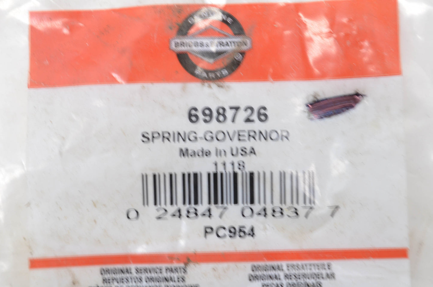 New OEM Briggs & Stratton 698726 Governor Spring NOS