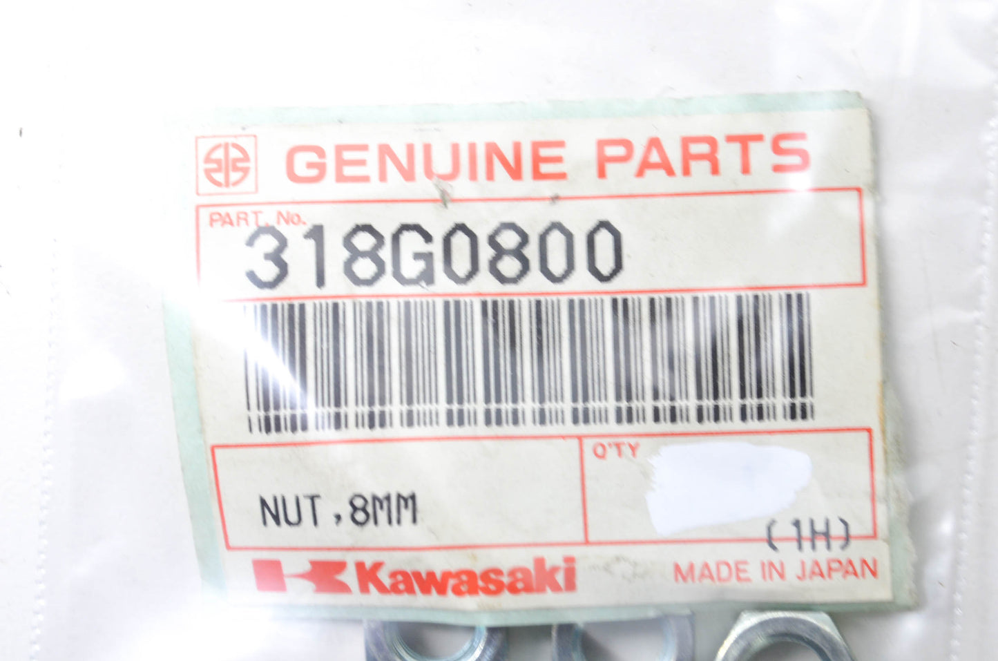 OEM Kawasaki 318G0800 Small Hex Nut 8mm NOS