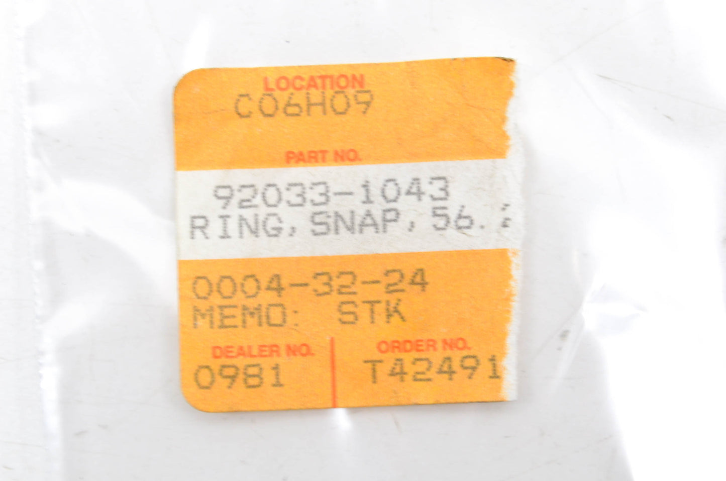 OEM Kawasaki 92033-1043 Snap Ring 52m/m NOS