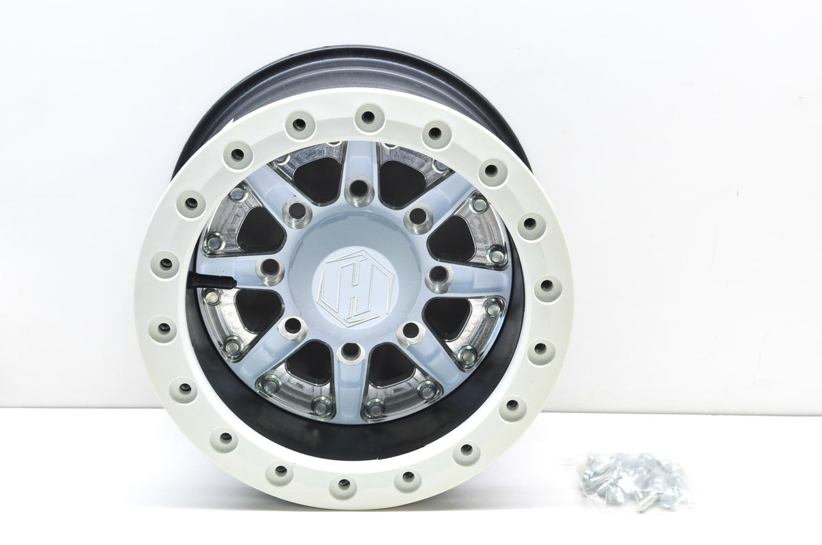Hiper 1280-KWT02-44-SBL-WT White Sidewinder Wheel Rim 12X8 4+4 4/136 4/137 Beadl