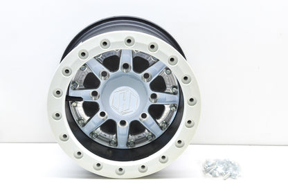 Hiper 1280-KWT02-44-SBL-WT White Sidewinder Wheel Rim 12X8 4+4 4/136 4/137 Beadl
