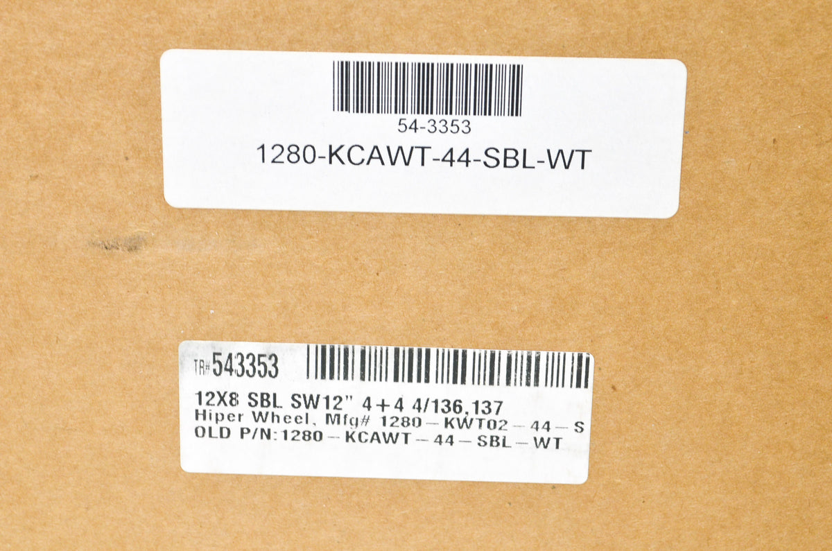 Hiper 1280-KWT02-44-SBL-WT White Sidewinder Wheel Rim 12X8 4+4 4/136 4/137 Beadl