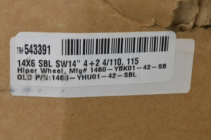 New Hiper Black Sidewinder Wheel Rim14X6 14' 4+2 4/110, 115 NOS