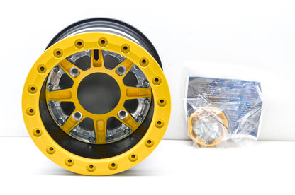 Hiper 1210-PYL02-55-SBL-YL Yellow Sidewinder Wheel Rim 12X10 5+5 4/156 Beadlock