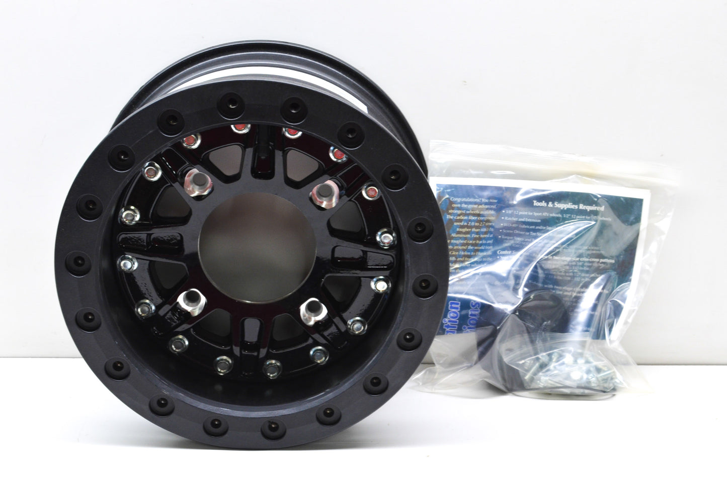 Hiper 1270-PBK03-43-SBL Black Sidewinder Wheel Rim 12X7 4+3 4/156 Beadlock