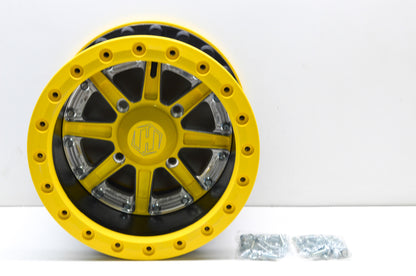 Hiper 1410-KYL02-55-DBL-YL Yellow Sidewinder Wheel Rim 14X10 5+5 4/136 4/137 Bea