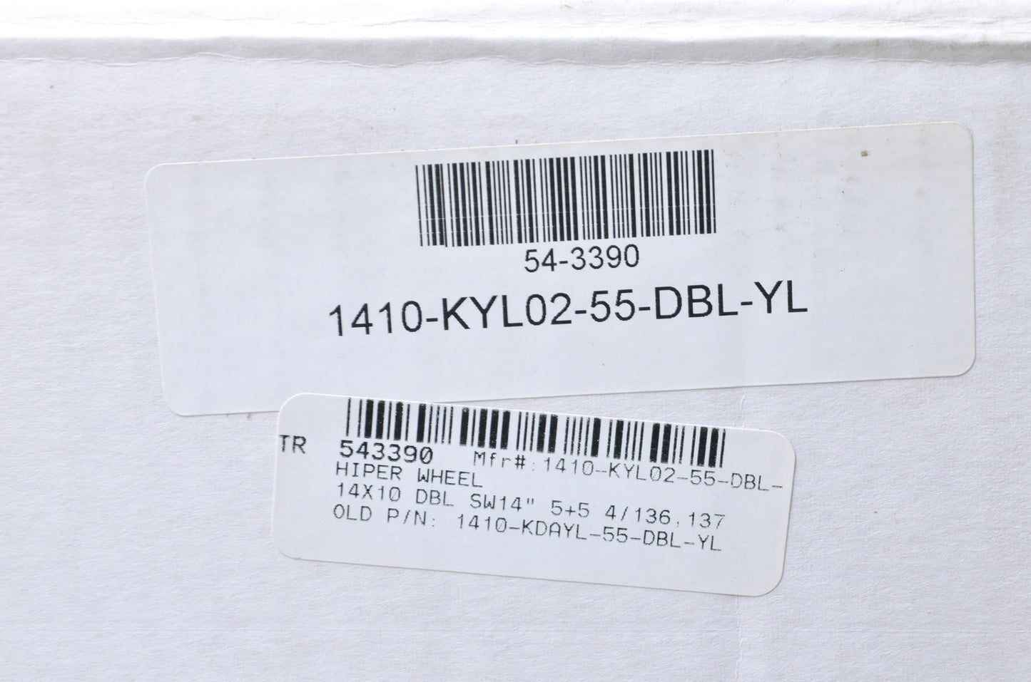 Hiper 1410-KYL02-55-DBL-YL Yellow Sidewinder Wheel Rim 14X10 5+5 4/136 4/137 Bea