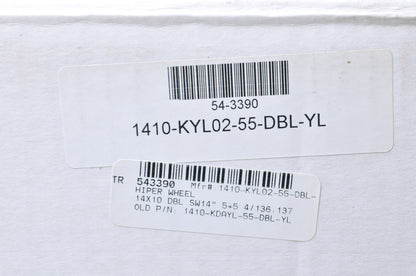 Hiper 1410-KYL02-55-DBL-YL Yellow Sidewinder Wheel Rim 14X10 5+5 4/136 4/137 Bea