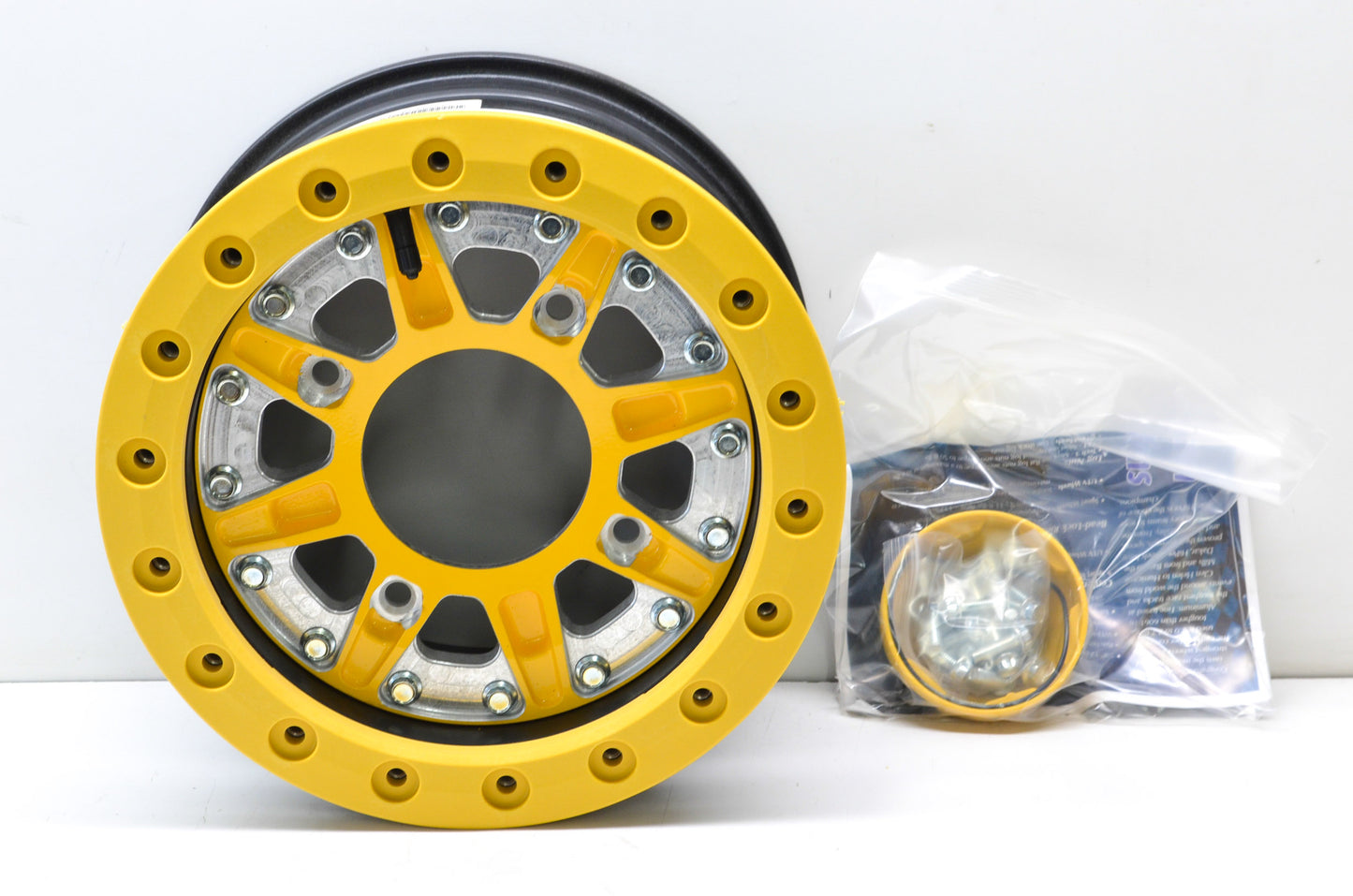 Hiper 1270-PYL02-52-SBL-YL Yellow Sidewinder Wheel Rim 12X7 5+2 4/156 Beadlock