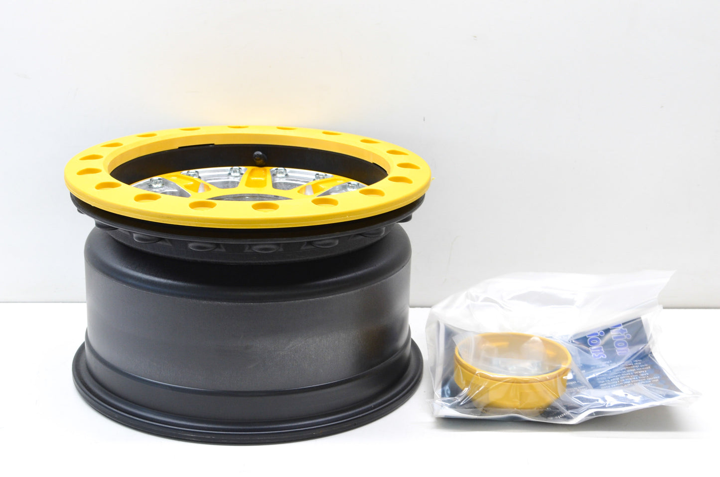Hiper 1270-PYL02-52-SBL-YL Yellow Sidewinder Wheel Rim 12X7 5+2 4/156 Beadlock