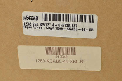 Hiper 1280-KBL02-44-SBL-BL Black Sidewinder Wheel Rim 12X8 4+4 4/136 4/137 Beadl