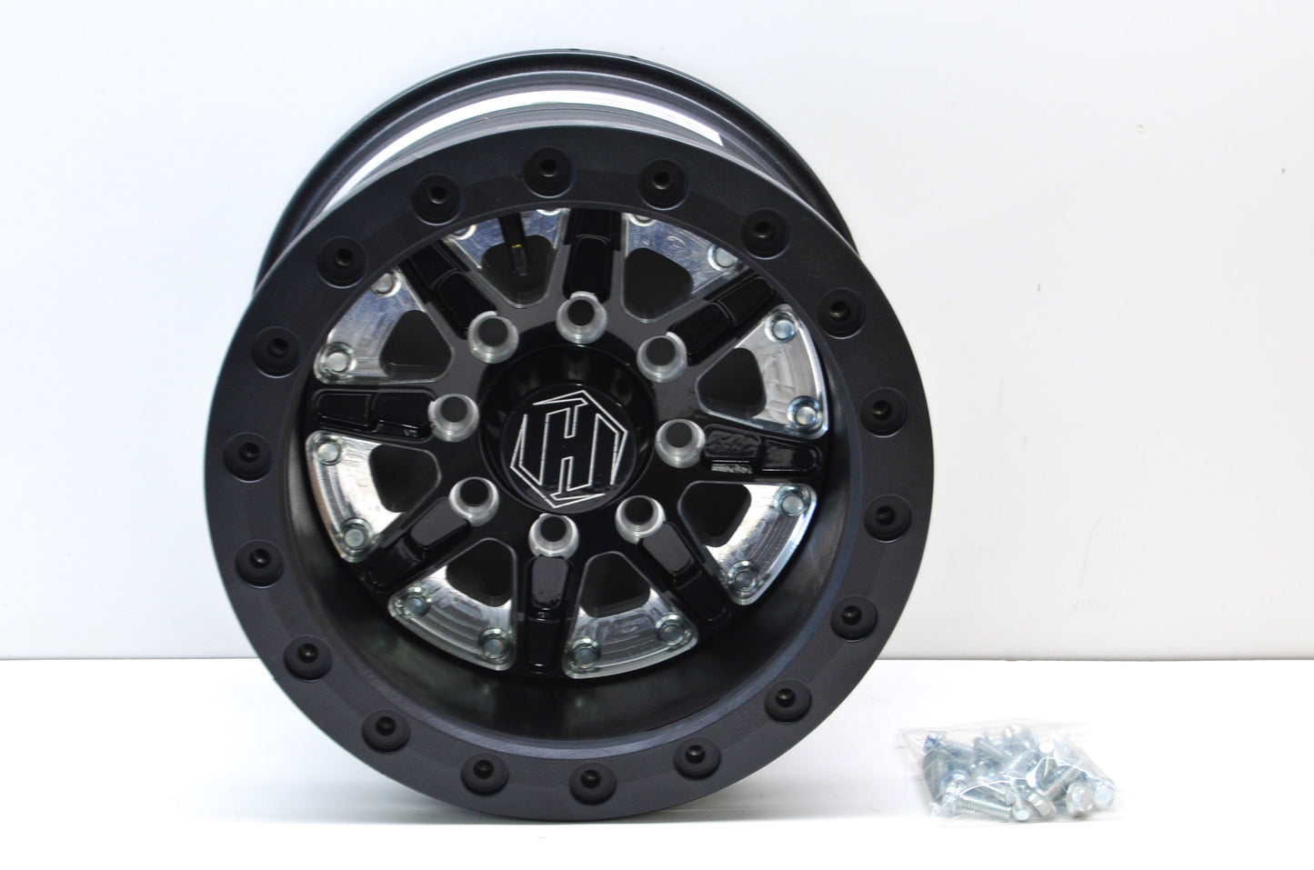 Hiper 1280-YBK02-44-SBL Black Sidewinder Wheel Rim 12X8 4+4 4/110 4/115 Beadlock