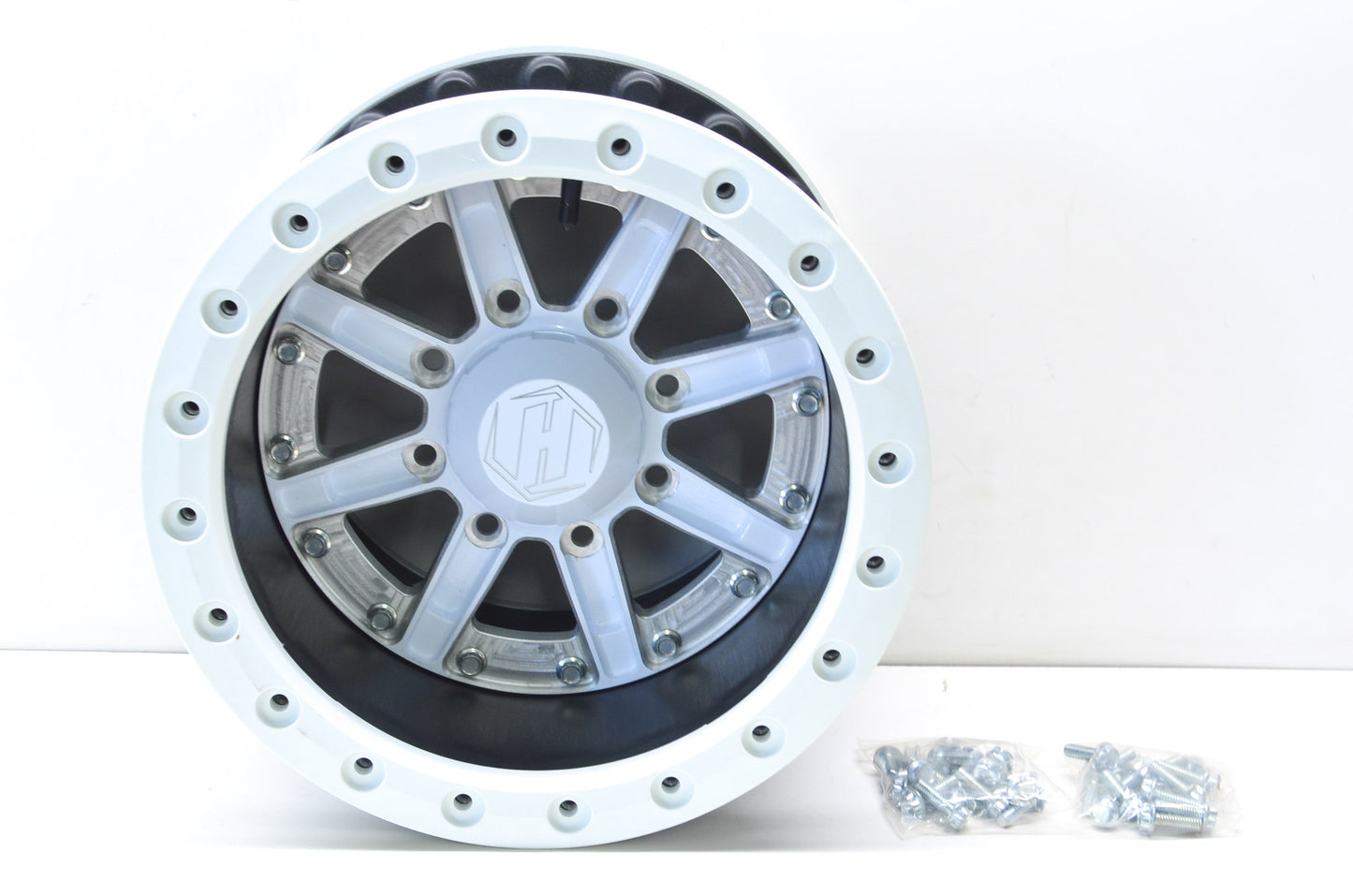 Hiper 1410-KWT02-55-DBL-WT White Sidewinder Wheel Rim 14X10 5+5 4/136 4/137 Bead