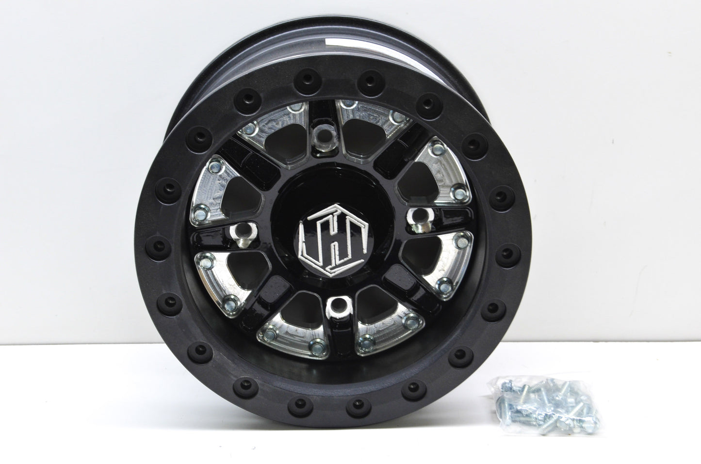 Hiper 1270-PBK02-43-SBL Black Sidewinder Wheel Rim 12X7 4+3 4/156 Beadlock