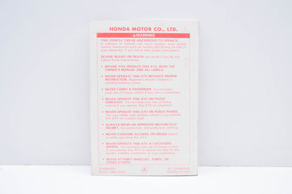 OEM Honda 31HM5600 Owner's Manual TRX300FW''94
