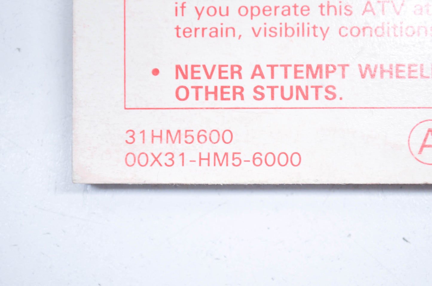 OEM Honda 31HM5600 Owner's Manual TRX300FW''94