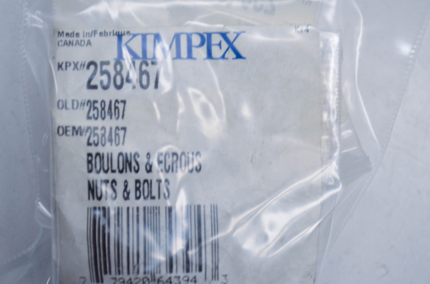 Kimpex 258467 Bolt and Washer Kit NOS