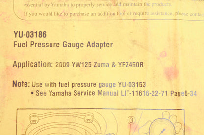 OEM Yamaha YU-03186 Fuel Pressure Gauge Adapter NOS