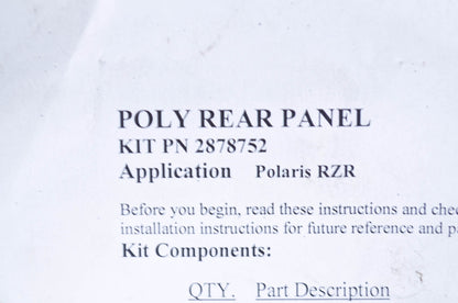 OEM Polaris 2878752 Rear Panel w/ Lock & Ride Clamp NOS