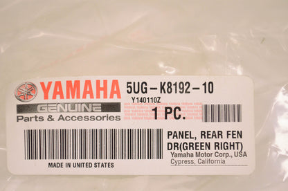 OEM Yamaha 5UG-K8192-10-00 Green Rear Right Side Box Panel Fender NOS