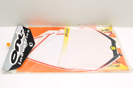 One Industries BGP-SU250-WH 2004 Suzuki RMZ White Background Number Plate Decal