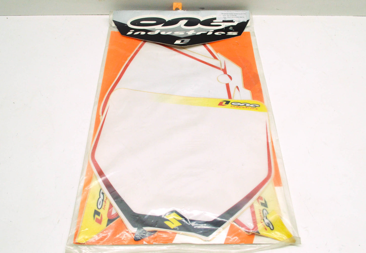 One Industries BGP-SU250-WH 2004 Suzuki RMZ White Background Number Plate Decal