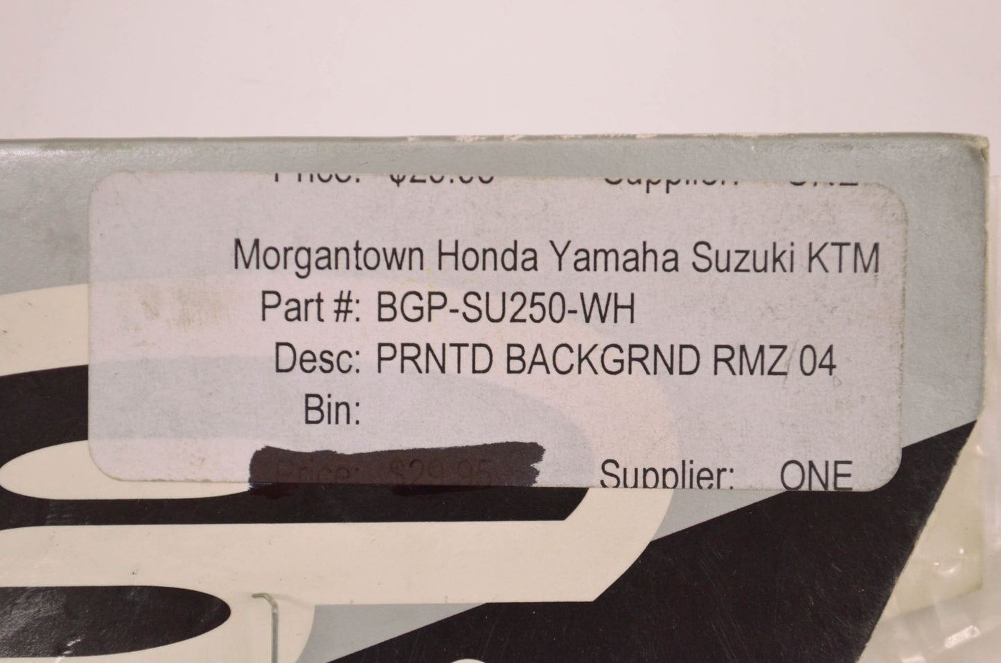 One Industries BGP-SU250-WH 2004 Suzuki RMZ White Background Number Plate Decal