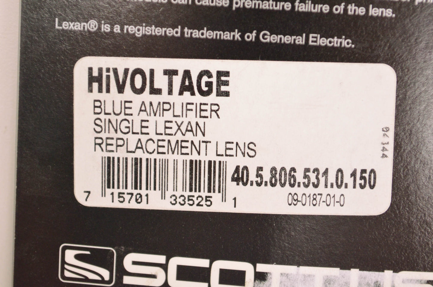 Scott 09-0187-01-0, 09018701 HiVoltage Blue Amplifier Single Lexan Replacement L